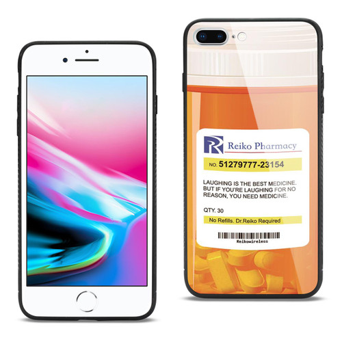 Reiko iPhone 8 Plus Hard Glass Design TPU Case With Pill Container