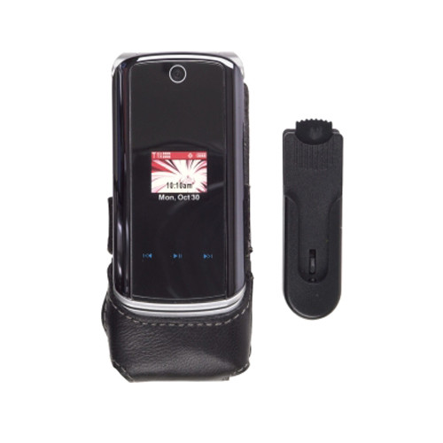 Wireless Solutions Half Clip On Leather Case for Motorola KRZR K1m