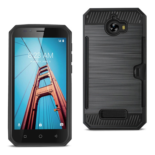 REIKO COOLPAD DEFIANT HYBRID CASE WITH CARD HOLDER IN BLACK
