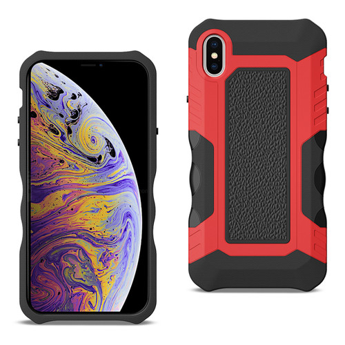 APPLE IPHONE XS MAX Slim Shockproof Protective Anti-Slip Heavy duty Case In Black/Red