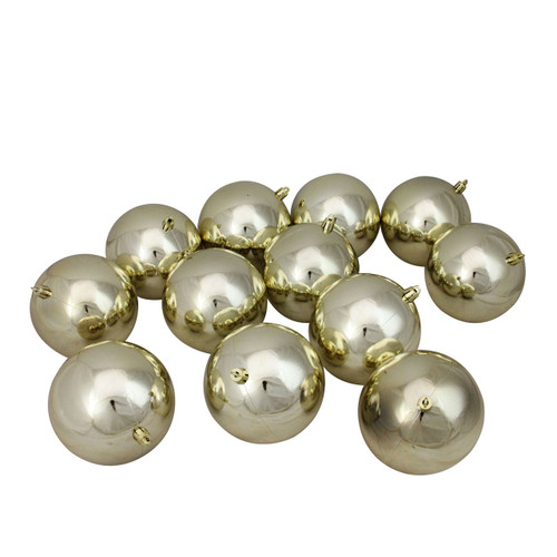 Northlight Shatterproof 4" Christmas Ball Ornaments, 12 ct. - Shiny Champagne Gold