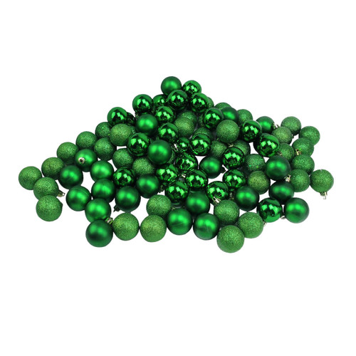 Northlight 1.5" Shatterproof 4-Finish Christmas Ball Ornaments, 96 ct. - Christmas Green