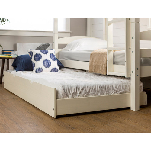 W. Trends Twin-Size Solid Wood Trundle Bed - White