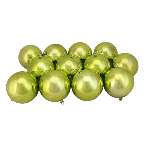 Northlight 4" Shatterproof Christmas Ball Ornaments, 12 ct. - Shiny Kiwi Green