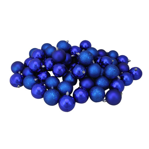 Northlight 2.5" Shatterproof 4-Finish Christmas Ball Ornaments, 60 ct. - Blue