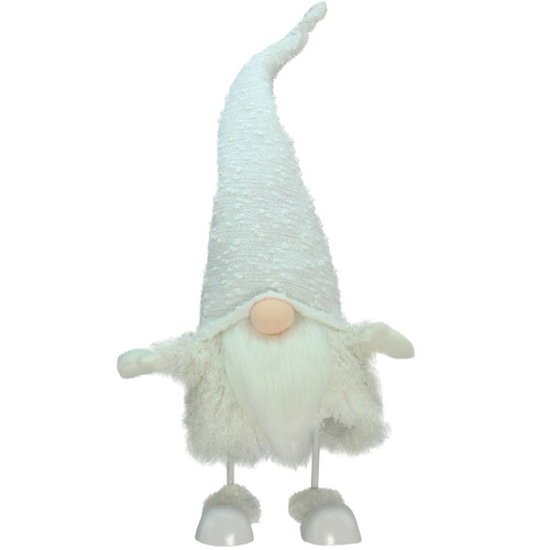 Northlight 24" Sparkling Saul Bobble Action Christmas Gnome - Pure White