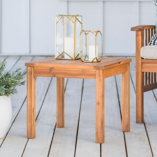 W. Trends Outdoor Hunter Acacia Wood Side Table - Brown