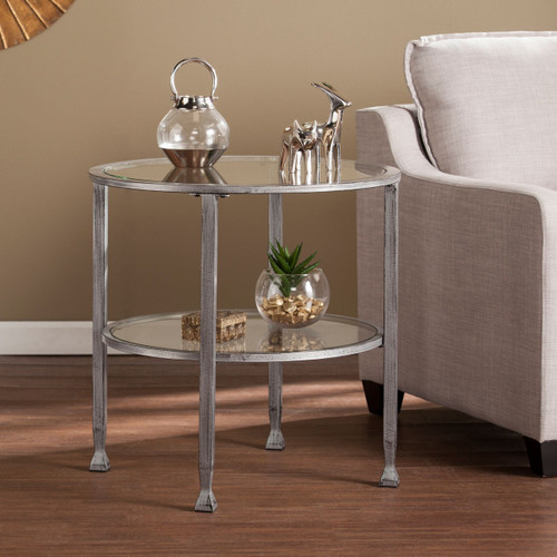 SEI Jace Round End Table - Silver