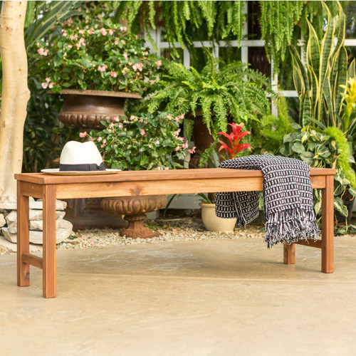 W. Trends Outdoor Hunter Acacia Wood Dining Bench - Brown