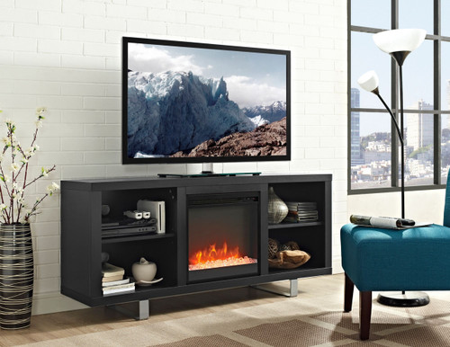 W. Trends 58" Sleek Modern Fireplace TV Stand for Most TV's up to 65"