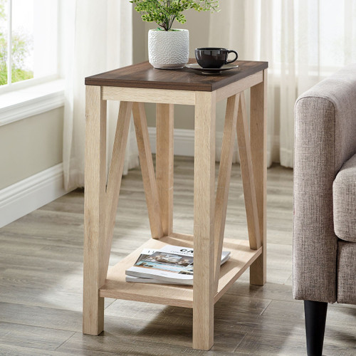 W. Trends 48" Modern Farmhouse Open Storage A-Frame Side Table