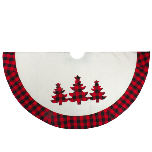 Northlight 48" Plaid Tree Christmas Tree Skirt - White, Red and Black Buffalo