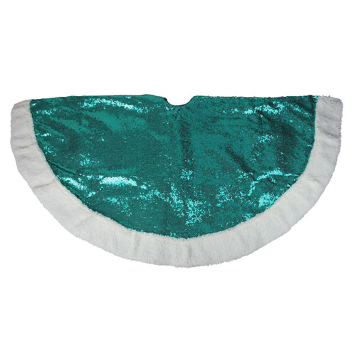 Northlight 47" Paillette Sequins Christmas Tree Skirt - Green and White