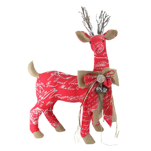 Northlight 24" Reindeer with Bow Christmas Decoration - Red and Brown