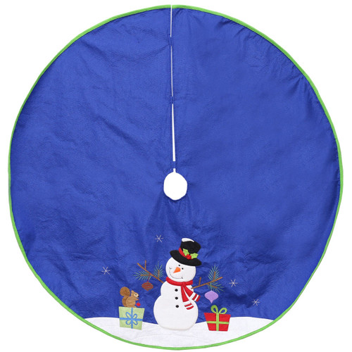 Northlight Dyno 48" Snowman with Gifts Christmas Tree Skirt - Blue and White