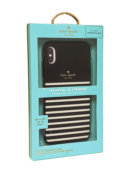 Kate Spade Soft Touch Case for iPhone XS Max - Feeder Black/Cream Feeder Stripe