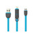 REIKO IPHONE 6 AND MICRO USB FLAT CABLE 3.2FT 2-IN-1 USB DATA IN BLUE