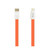 REIKO FLAT MICRO USB GOLD PLATED DATA CABLE 3.9FT WITH CABLE TIE IN ORANGE