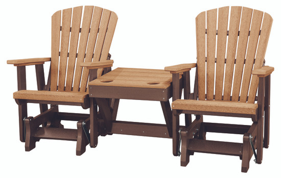 OS Home Model 515CTB-K Double Glider with Center Table in Cedar and Tudor Brown