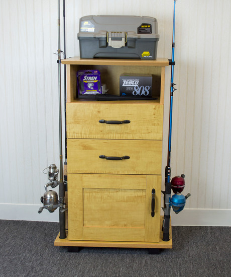 OS HOME Model 704 Fishing Storage and Organization Cabinet with two drawers in Honey Maple Laminate