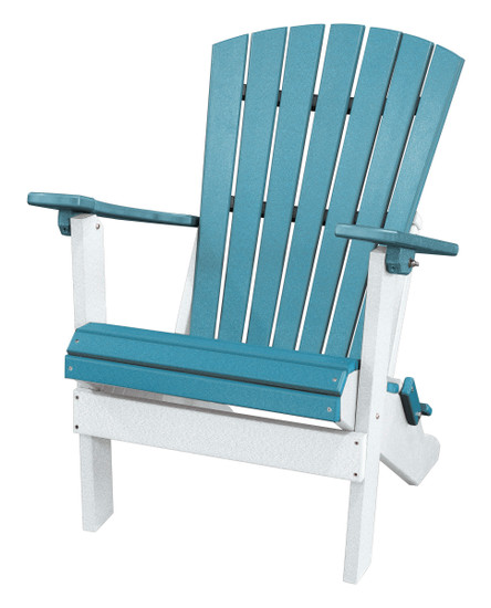 OS Home and Office Model 519ARW Fan Back Folding Adirondack Chair Made in the USA- Aruba Blue with White Base