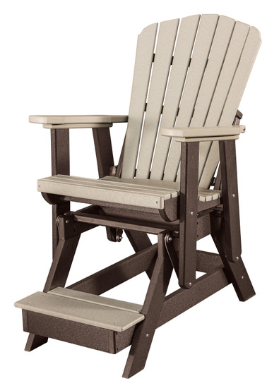 OS Home and Office Model 516WWTB Fan Back Balcony Glider Made in the USA- Weatherwood, Tudor Brown