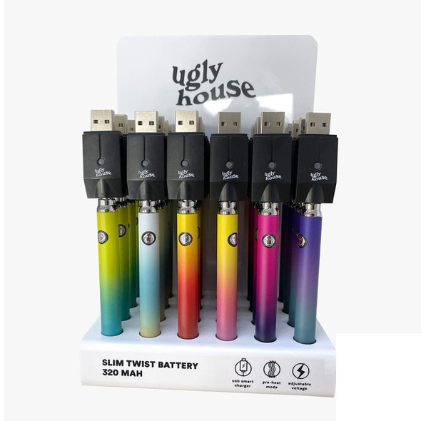 Ugly House Slim Twist Vape Battery with USB Charger | ValgousUSA #1 ONLINE VAPE SHOP