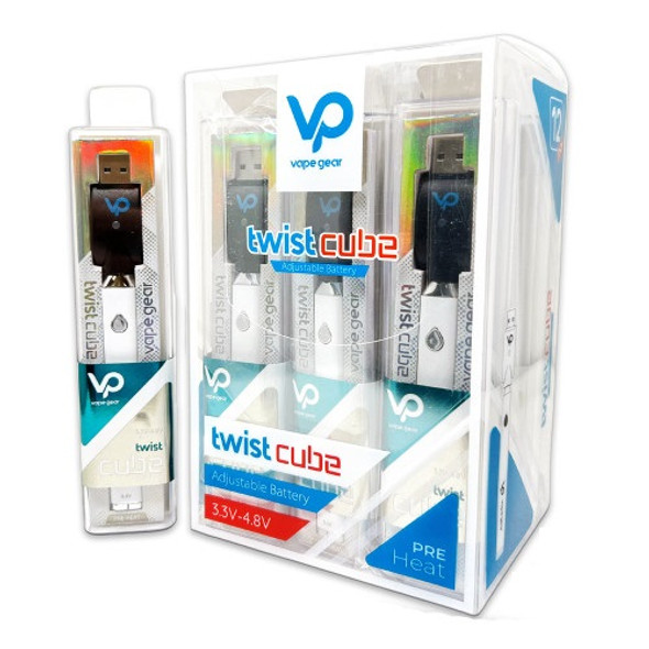 Adjustable Twist Cube Vape Battery with Preheat Mode & USB Adapter | ValgousUSA #1 ONLINE VAPE SHOP