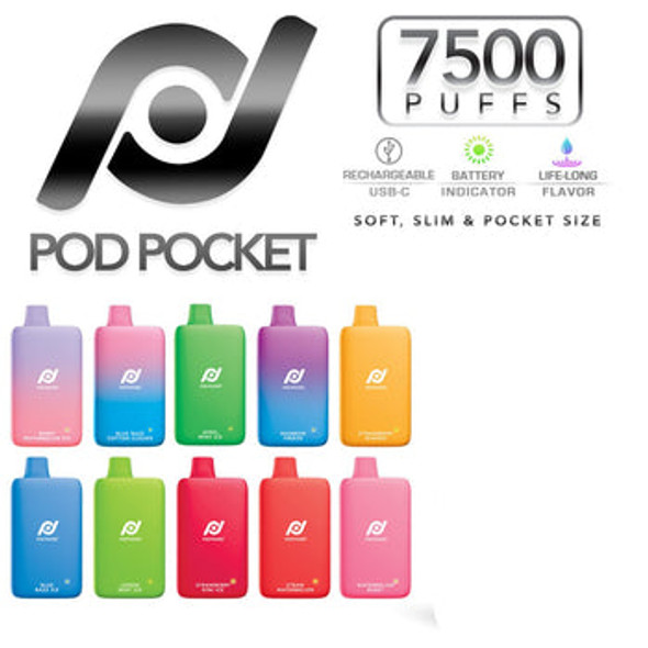 Pod Pocket Disposable Vape 5% Rechargeable 7500 Puffs  | ValgousUSA #1 ONLINE VAPE SHOP