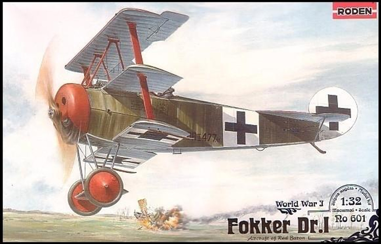 ROD601 1/32 Roden Fokker Dr I Red Baron WWI German Triplane Fighter MMD Squadron