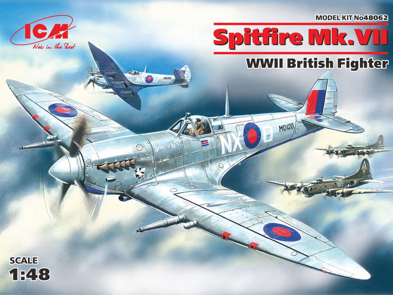 ICM48062 1/48 ICM Spitfire MkVII, WWII British Fighter MMD Squadron