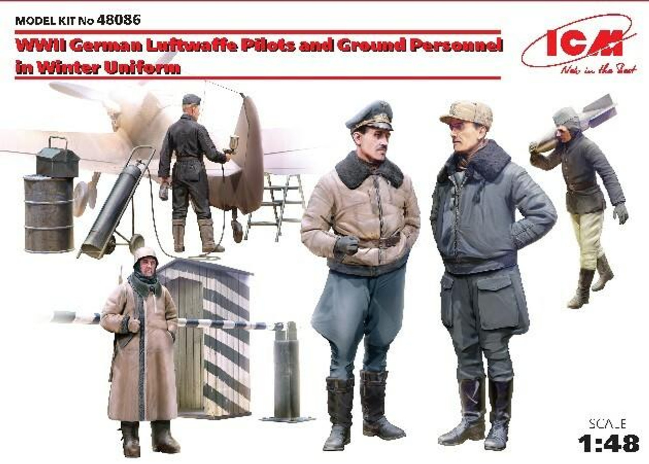 ICM48086 1/48 ICM WWII German Luftwaffe Pilots and Ground Personnel in Winter Uniform 5 figures MMD Squadron