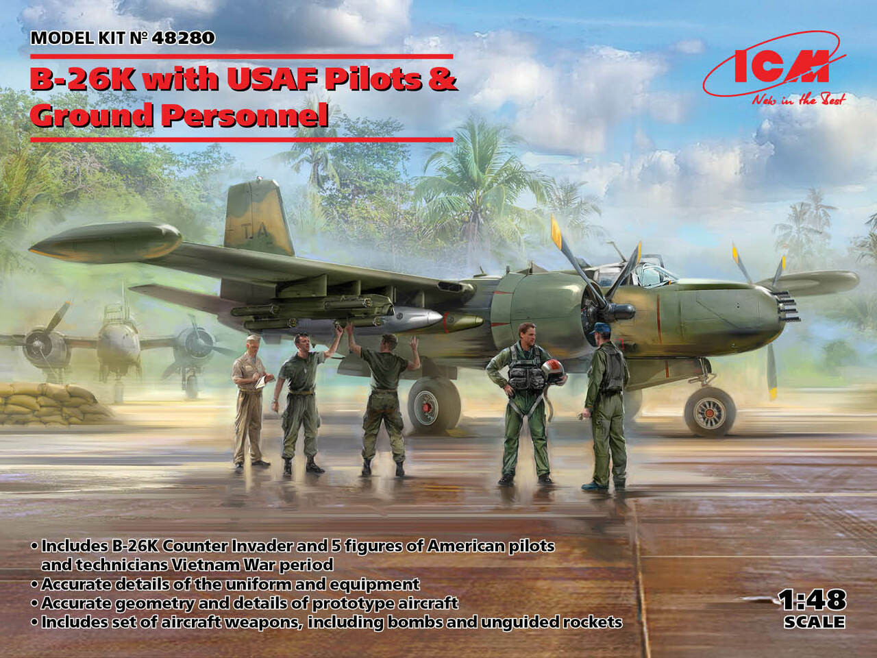 航空機・ヘリコプター ICM Vietnam USAF Airfield 1:48 Vietnam USAF Airfield (Cessna O-2A, OV-10 A Bronco, US