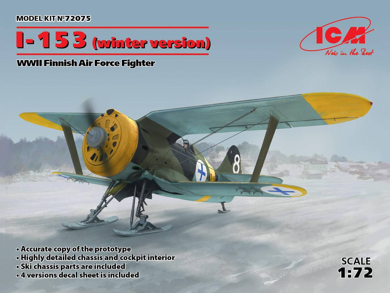 1/72 ICM I-153 WWII Finnish Air Force Fighter (winter version