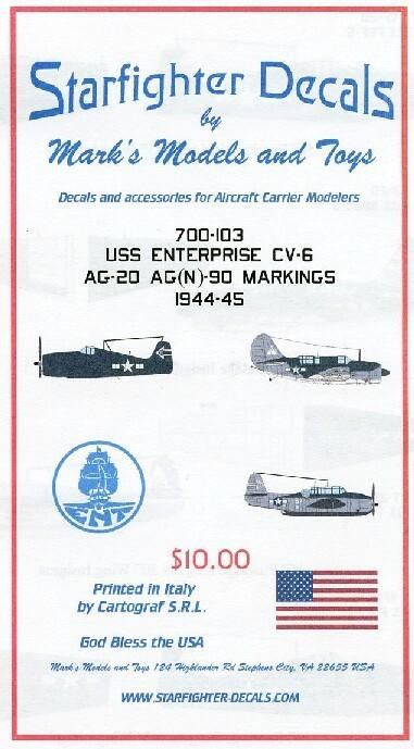 ●THE ENTERPRISE 1/700 Starfighter Decals - USS Enterprise CV6 Air Group 20