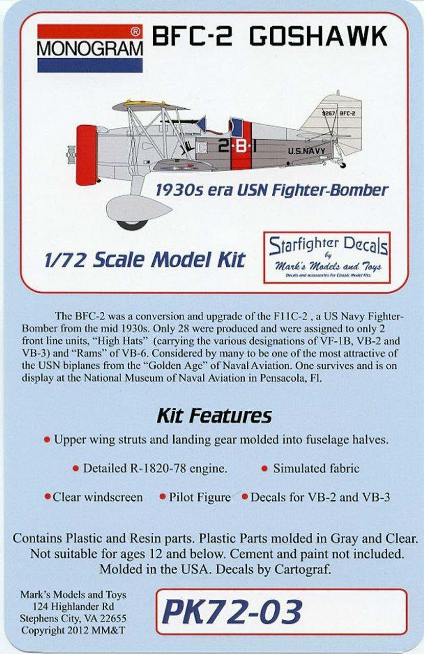 SFAPK7203 1/72 Starfighter BFC -2 Model Kit MMD Squadron