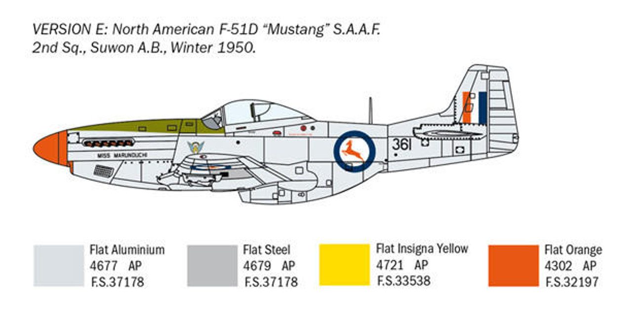 ITL551452 1/72 F51D Mustang Fighter Korean War MMD Squadron