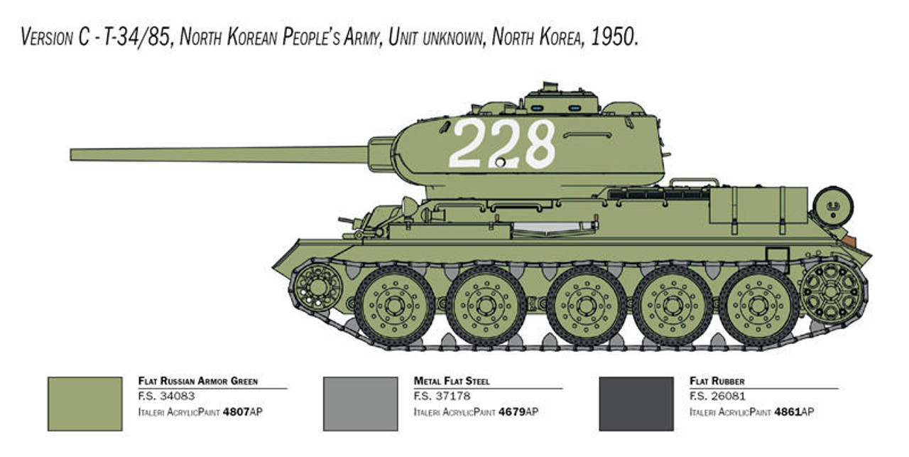 ITL556585 1/35 T34/85 Tank Korean War MMD Squadron