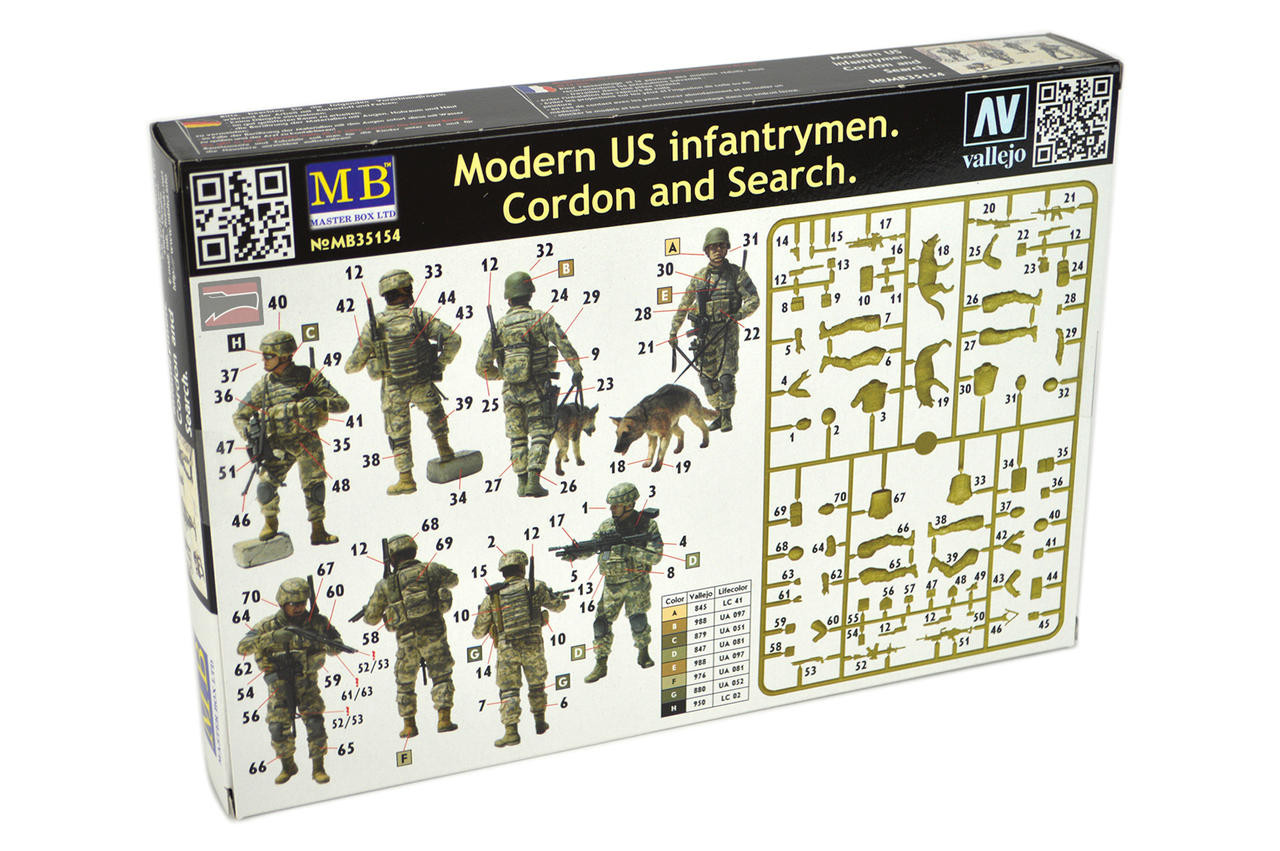 1/35 Master Box Modern US Infantry Cordon & Search (x4) w/Special Dog Kit