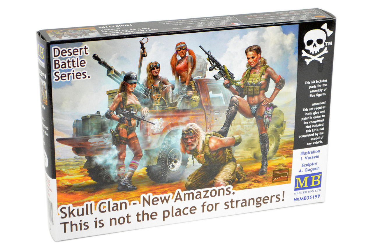 1/35 Master Box Desert Battle Skull Clan New Amazons Women Warriors (x4)  with Captured Man Plastic Model Kit