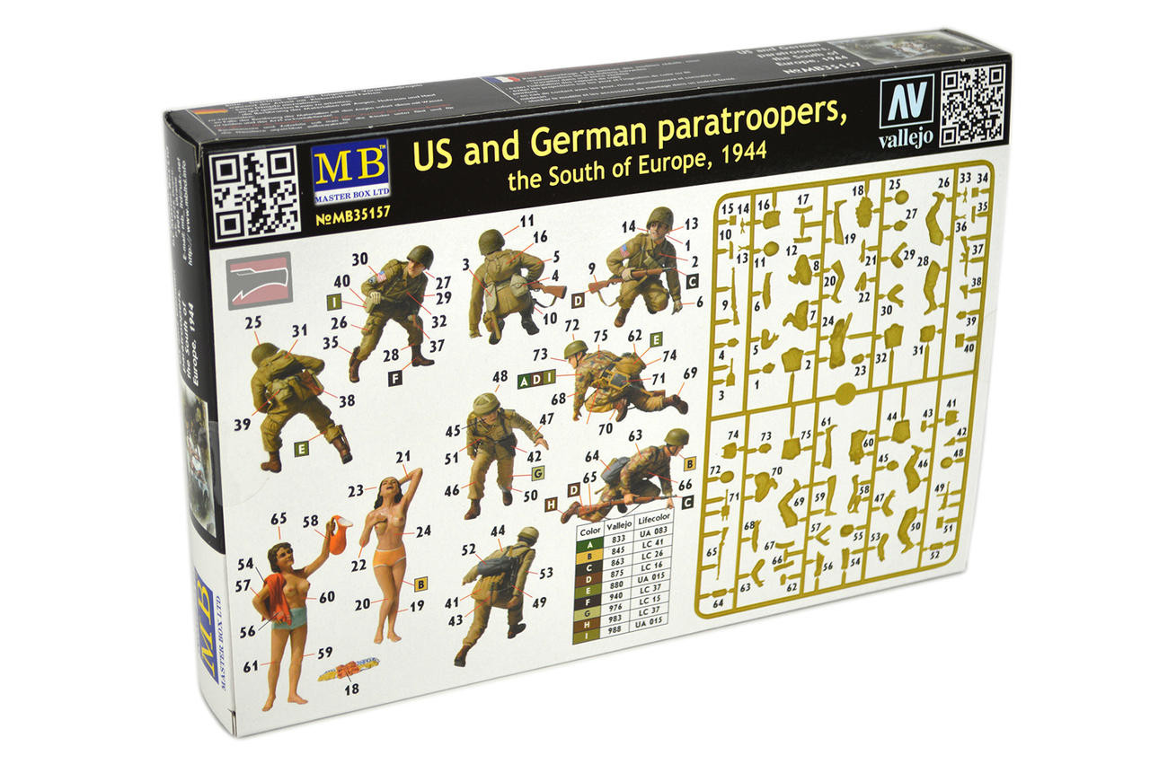 1/35 Master Box Watching Girls Shower US & German Paratroopers South of  Europe 1944 (x6) Plastic Kit