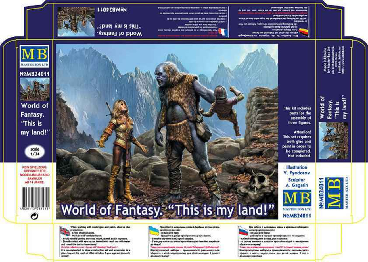 MBL24011 1/24 Master Box World of Fantasy Female Warrior and Giant Holding Gnome x3 MMD Squadron