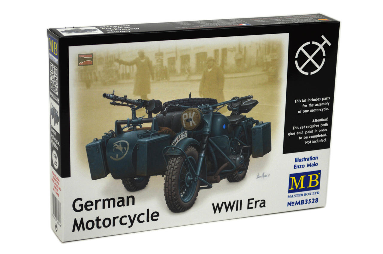 1/35 Master Box WWII German Motorcycle w/Sidecar Plastic Model Kit