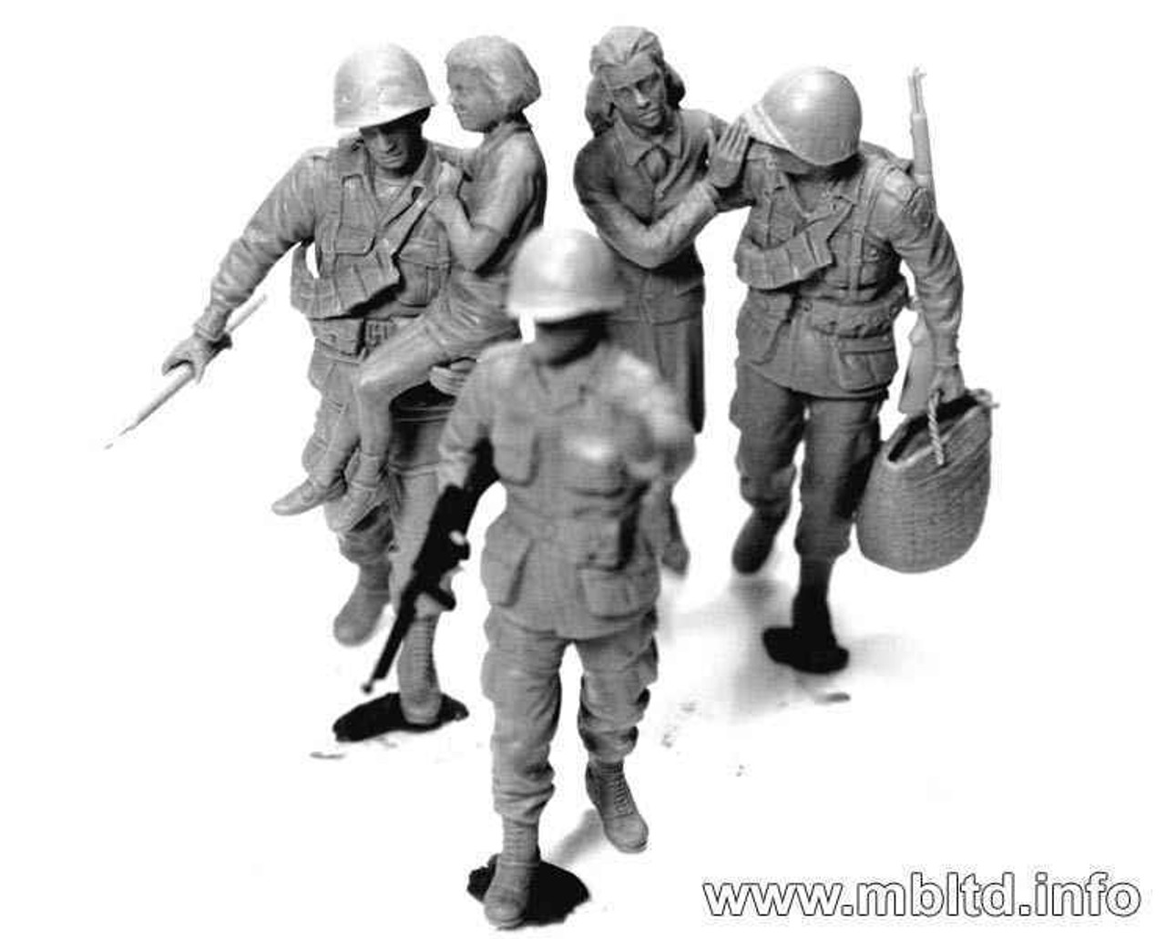 MBL03578 1/35 Master Box US Soldiers and Civilians France 6 Figs 2 Horses and Cart MMD Squadron