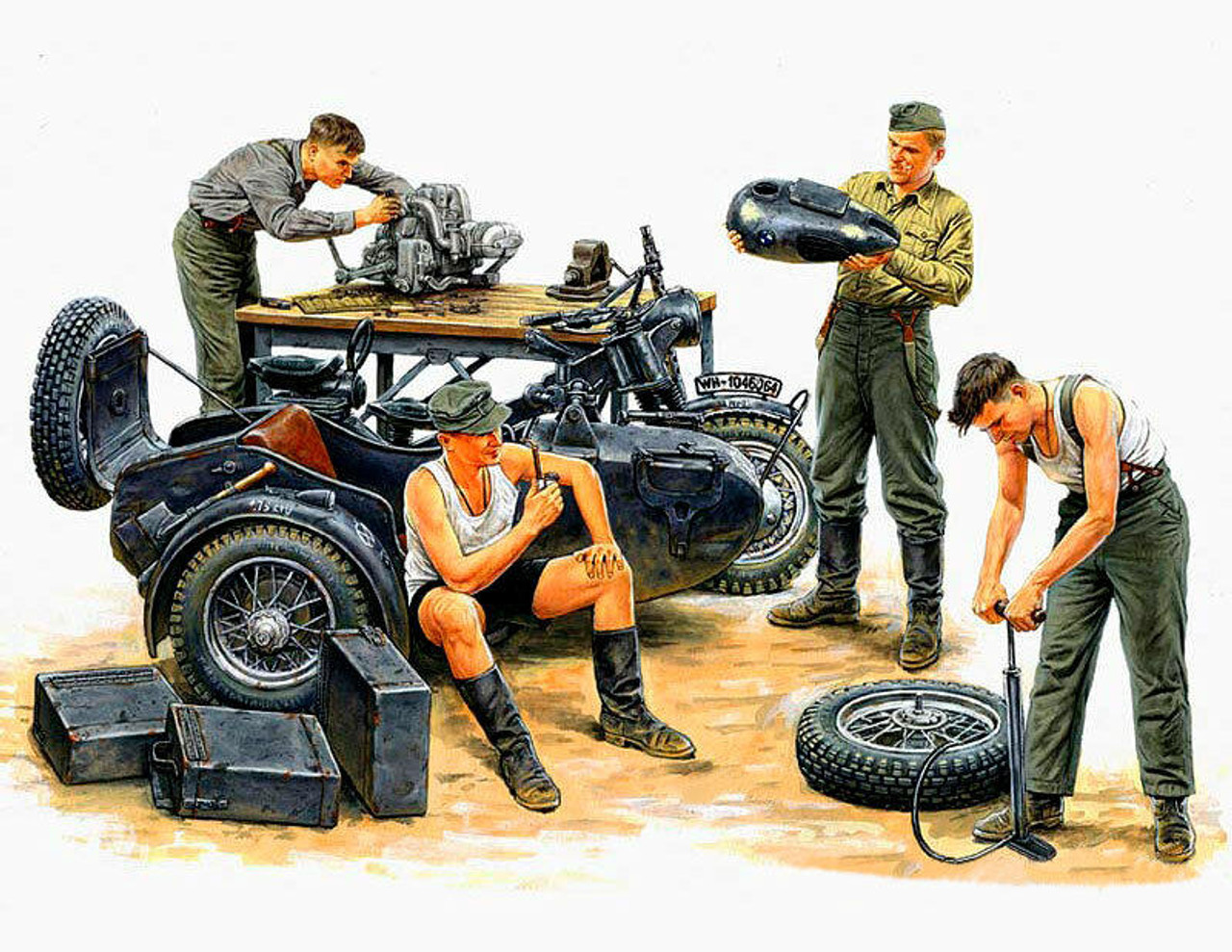 1/35 Master Box German Motorcycle Repair Crew (x4 Figures