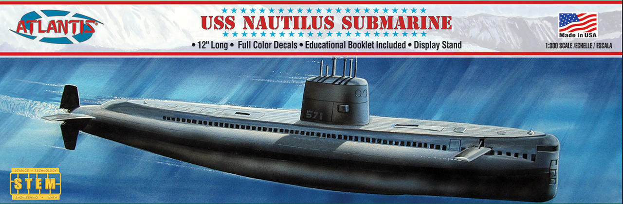 ALM750 1/300 Atlantis Models USS Nautilus Submarine Plastic Model Kit L750 MMD Squadron