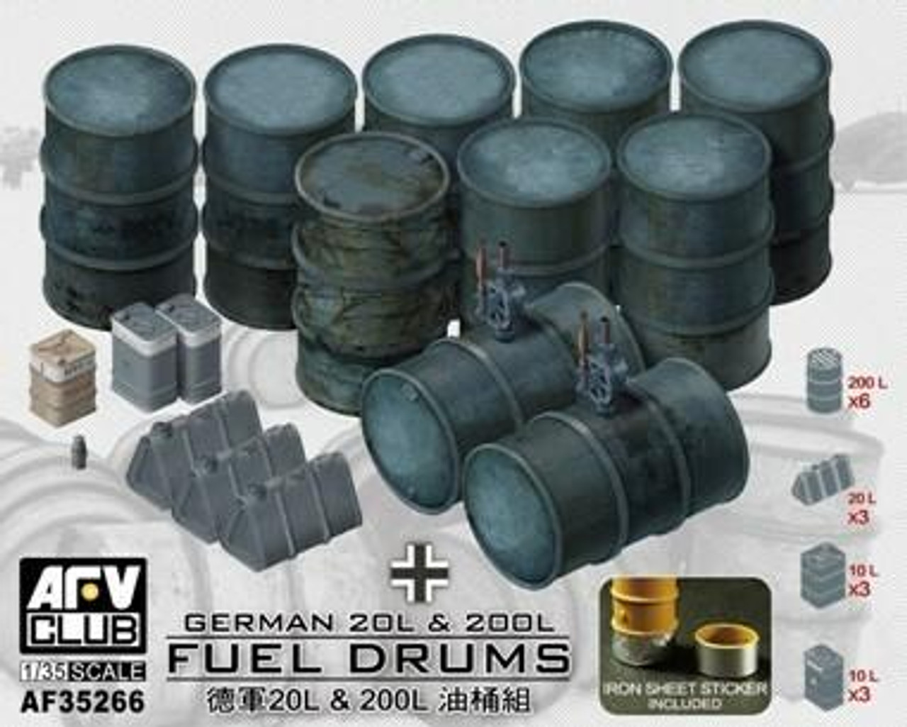 1/35 AFV Club German 20L & 200I Fuel Drums - MMD - Military Model ...