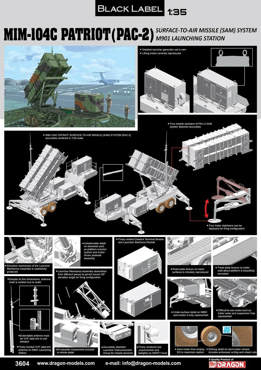 1/35 Dragon Models MIM-104C Patriot PAC-2 SAM Plastic Model Kit