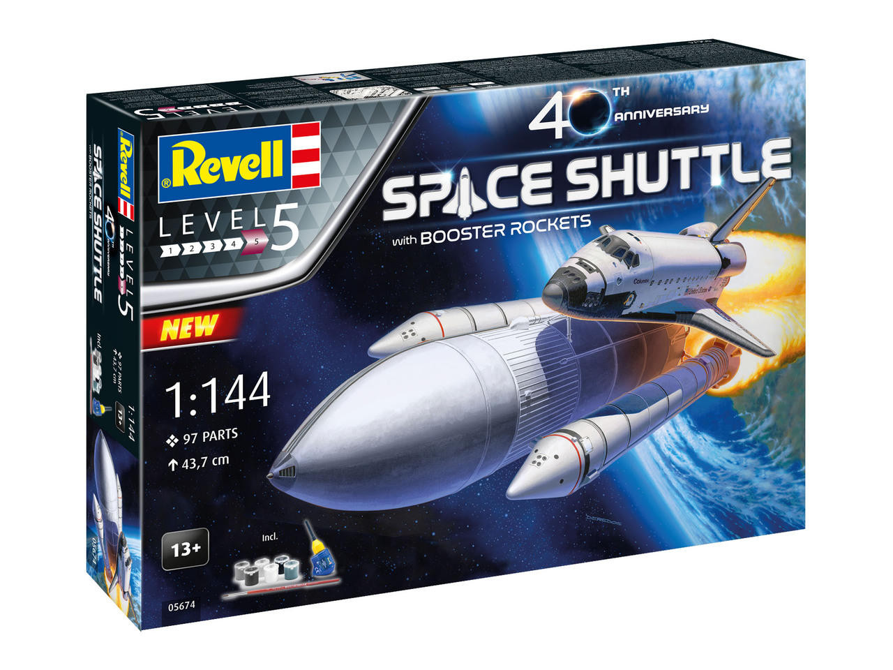 RMG5674 1/144 Revell Space Shuttle and Boosters 40th Anniversary Plastic Model Kit 05674 MMD Squadron