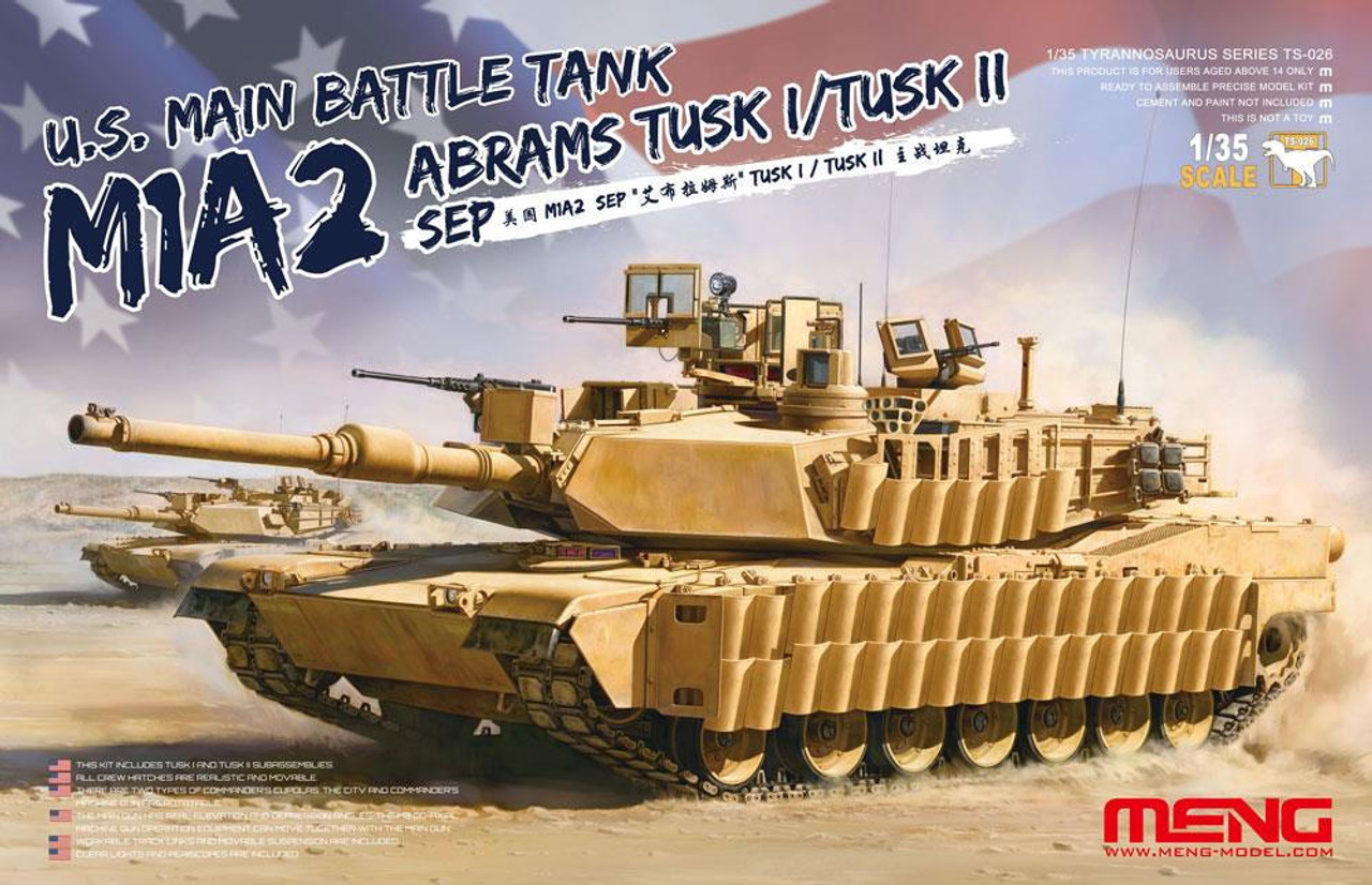 1/35 Meng M1A2 SEP Abrams Tusk I/II US Main Battle Tank - Squadron.com